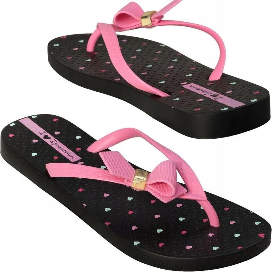 Merkloze dames teenslippers zwart roze