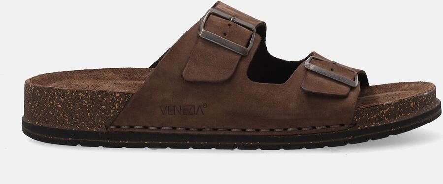 Merkloze Heren Nubuck Slippers Bruin