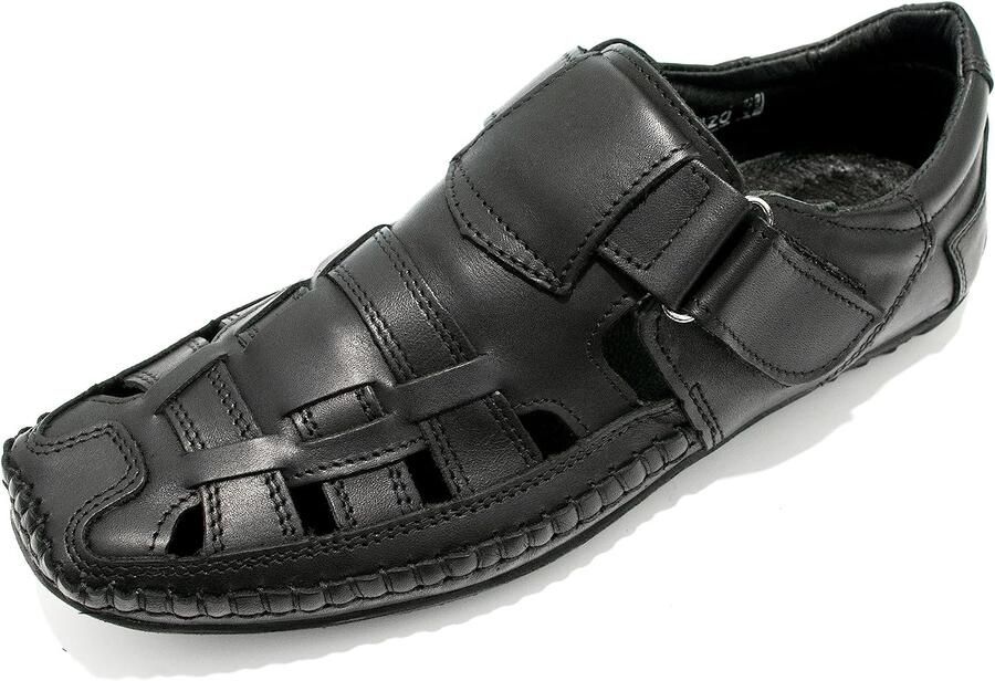 Merkloze Heren Sandalen Leer Klitband Handgemaakt EU Zomer Comfort