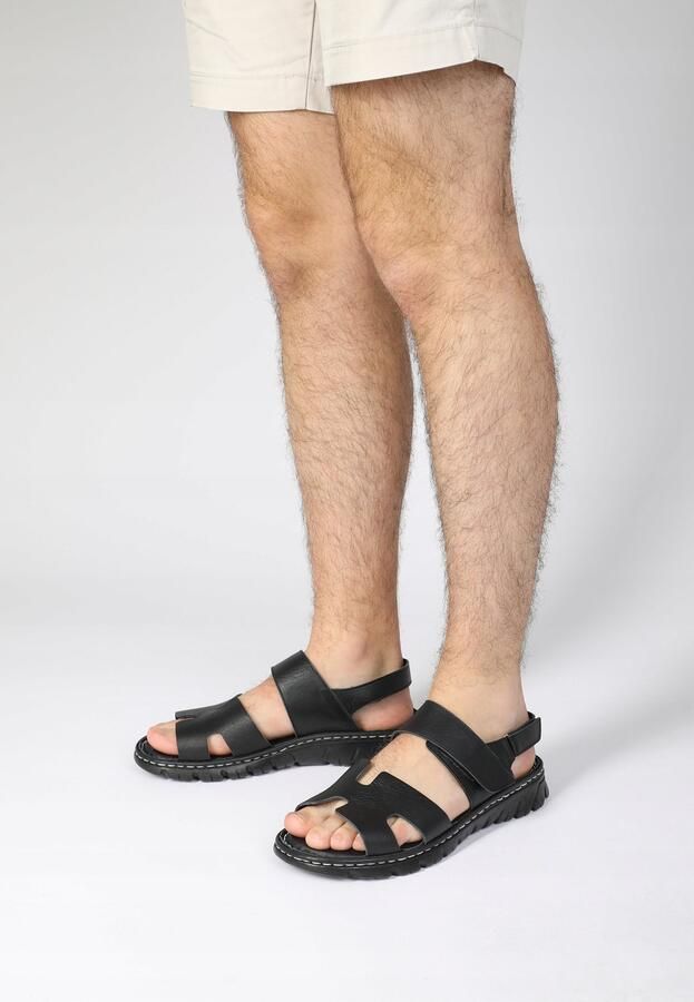 Merkloze Heren Sandalen Zwart Leer