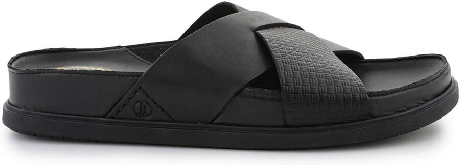 Merkloze Heren Slippers Zwart Leer
