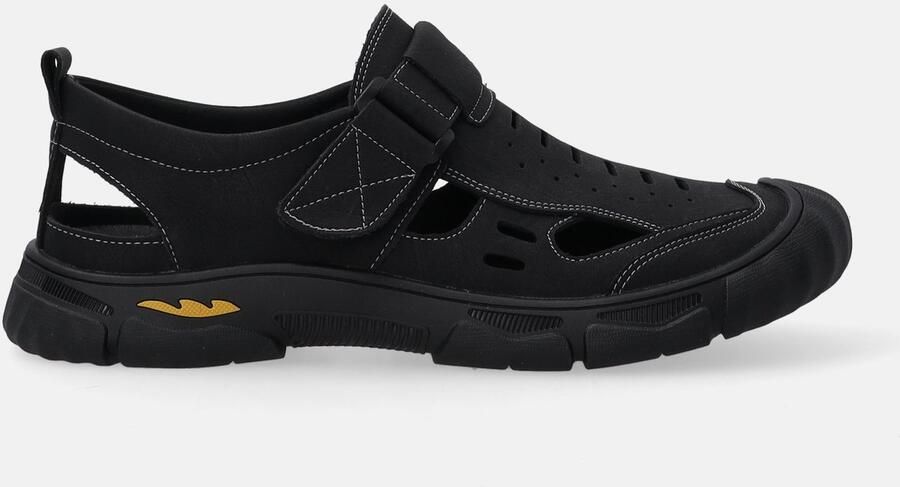 Merkloze Heren Sport Sandalen Leer Zwart