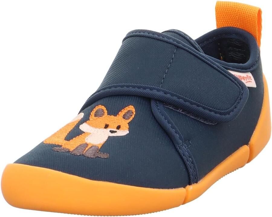 Blauwe Oranje Babyslofjes met Klittenband Flexibel & Ademend