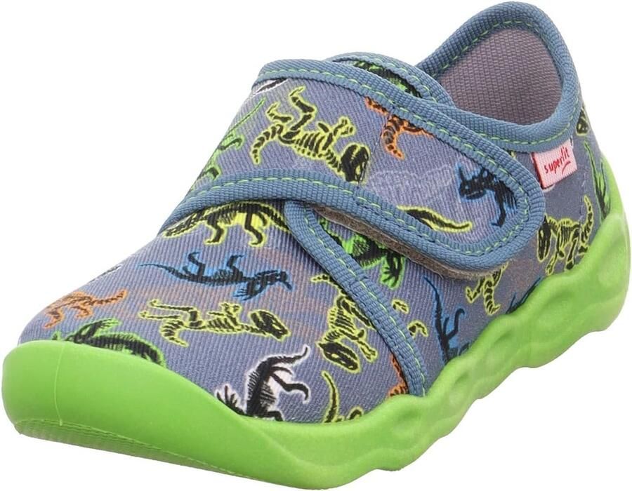 Merkloze Jongens Pantoffels Dino Print Klittenband Flexibele Zool