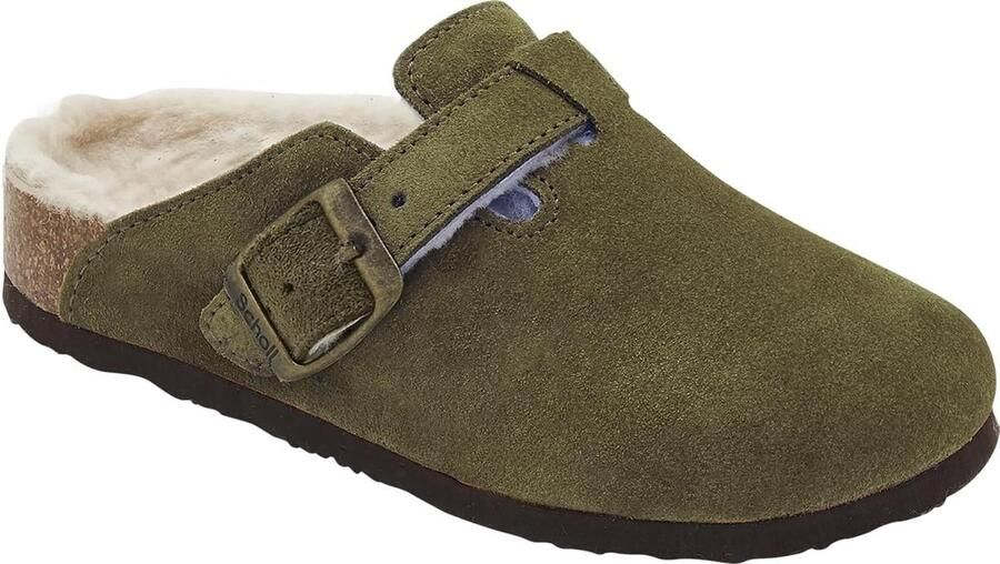 Merkloze Kinder Sandalen Khaki Suede & Wol Gesp Sluiting
