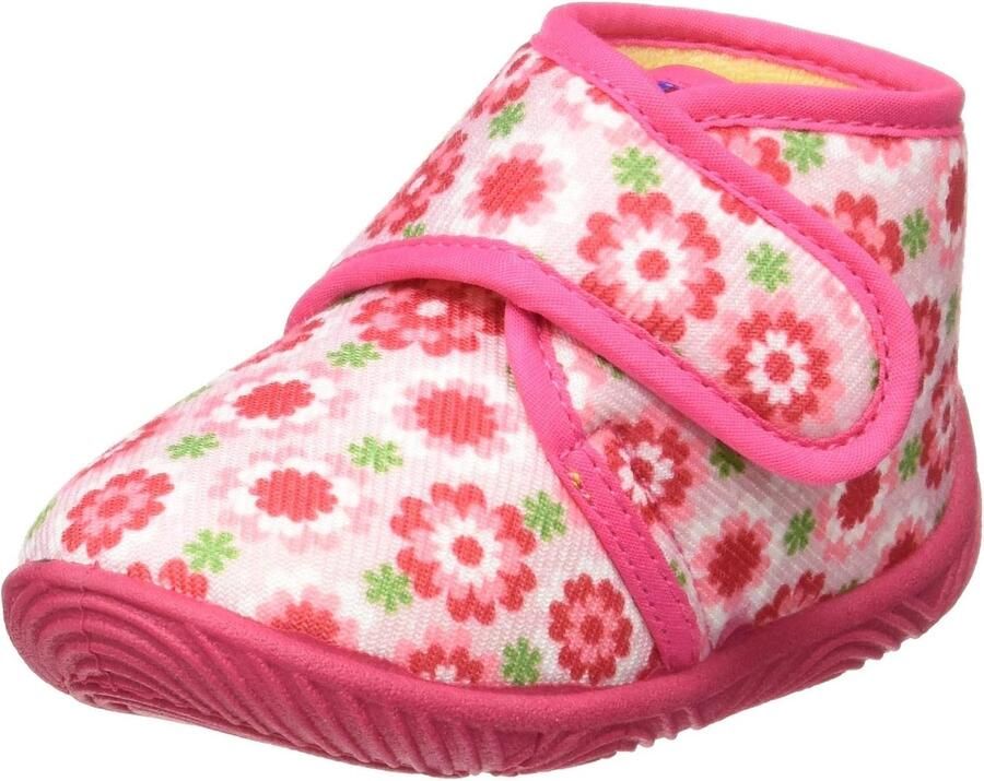 Merkloze Kinderslippers Roze Bloemendessin Klittenband