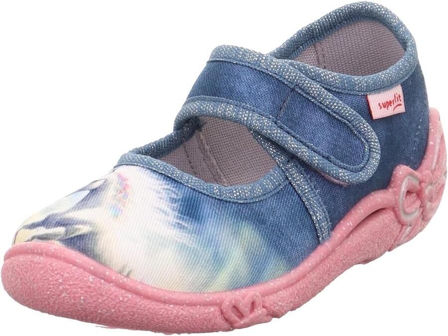 Merkloze Meisjes Pantoffels met Klittenband Blauw Roze
