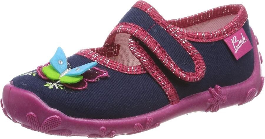 Merkloze meisjes pantoffels met vlinderprint en klittenband