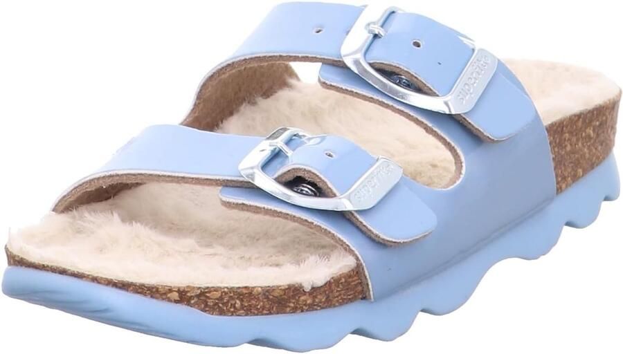 Merkloze meisjes slippers sandalen met gesp blauw
