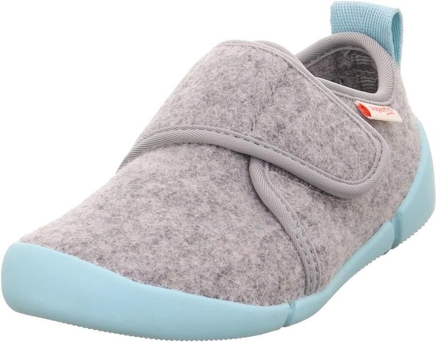 Merkloze Babyslofjes Wol Gevoerd Grijs Lichtgroen