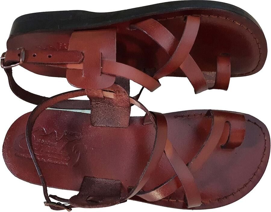Merkloze Romeinse Sandalen Leer Donkerbruin