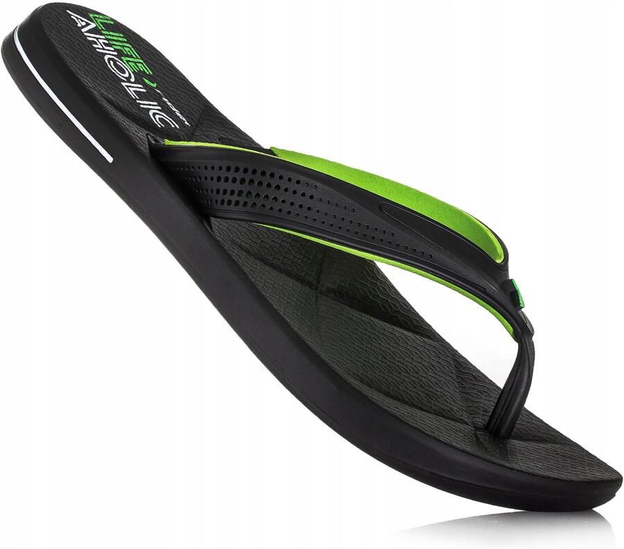 Merkloze Teenslippers voor Heren Zwart Groen Zwembad & Strand