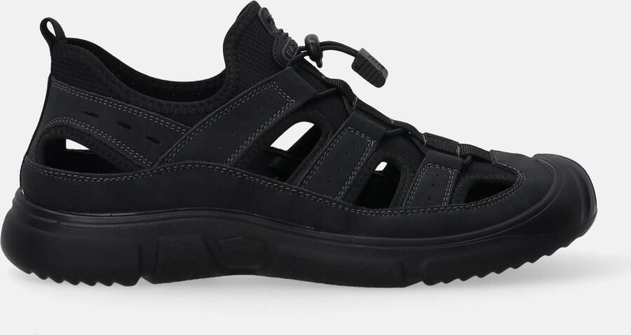 Merkloze zwarte heren sandalen natuurleer sportief