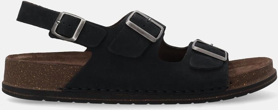 Merkloze zwarte heren sandalen van nubuckleer