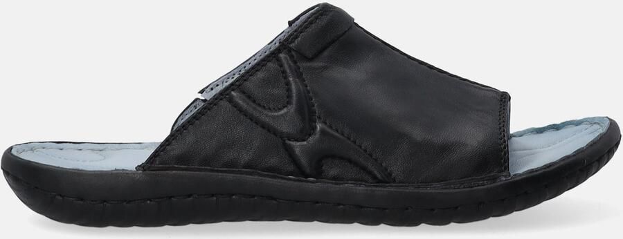 Merkloze zwarte leren heren slippers voor de zomer