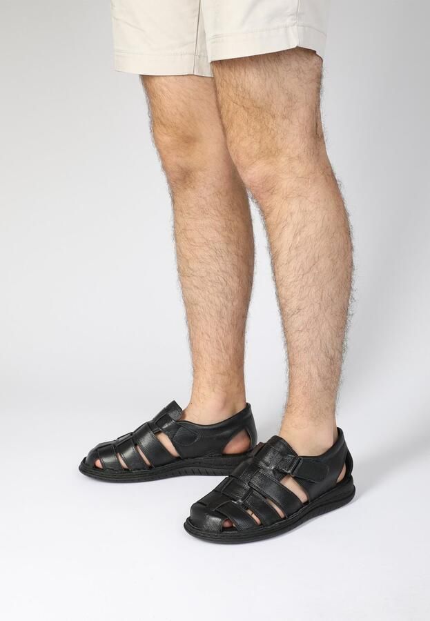 Merkloze zwarte leren sandalen heren