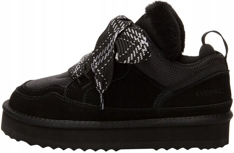Merkloze Zwarte Platform Laarzen met Veters Winter & Casual