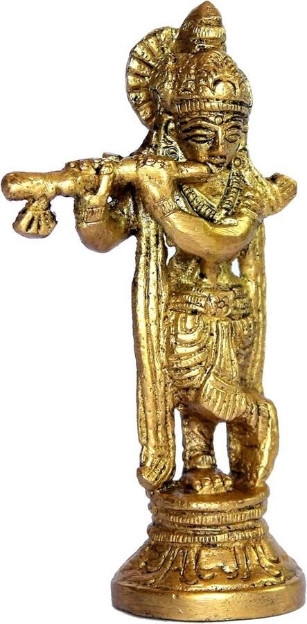 Messing Krishna-standbeeld Gopal Gopala Idol Murti Idol (3 5 in Krishna)