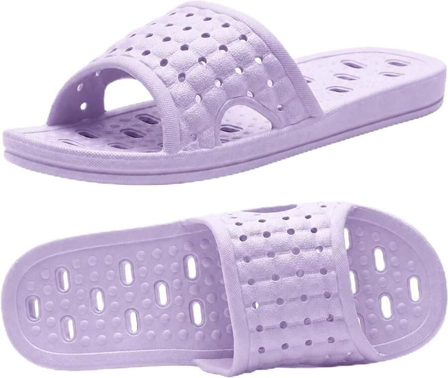 Met afwateringsgaten Badslippers Sneldrogend & antislip Unisex Geschikt voor studentenhuizen badkamers thuis en meer Paars ??39