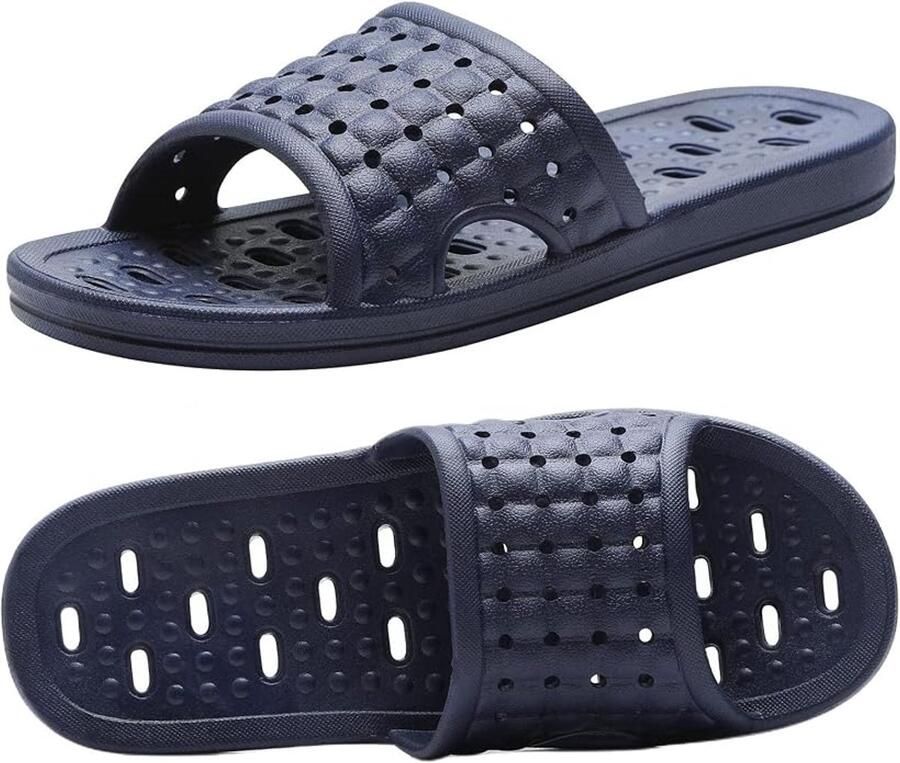 Met afwateringsgaten Badslippers Sneldrogend & antislip Unisex Geschikt voor studentenhuizen badkamers thuis en meer Donkerblauw ??43