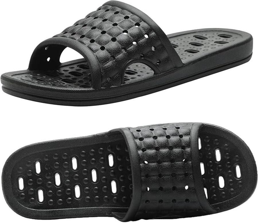 Met afwateringsgaten Badslippers Sneldrogend & antislip Unisex Geschikt voor studentenhuizen badkamers thuis en meer Zwart ??41