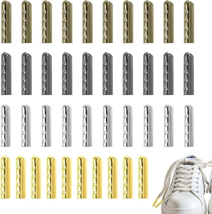 Metaal Schoen Tips Vetersluiting Koppen Kleding Reparatie Vier Kleuren Set 40 Stuks Mix