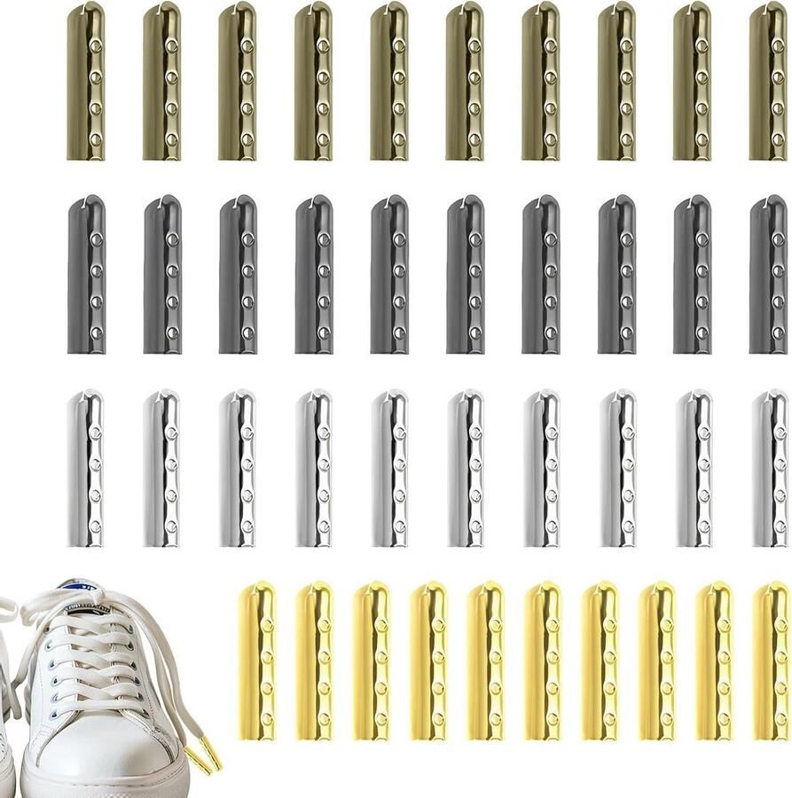 Metal Shoelace Tips Schoenveters koppen Schoenen repareren 4 Kleuren Set 40 Stuks Multicolor