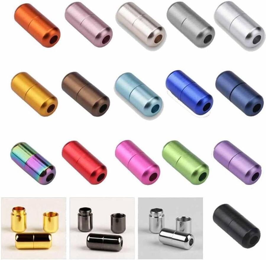 Metalen Capsules Schoenveters Sluitingen Schoenveters Bevestigen Set van 20 stuks 18 x 8 mm Zilverkleurig
