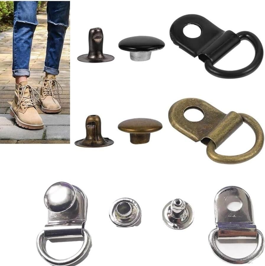 Metalen Haken Laarzen Schoenhaken Vetersluiting Veters Vastzetten Robuuste Metalen Sluitingen 30 stuks Zwart Zilver Brons