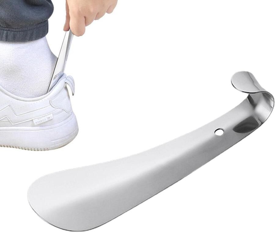Metalen Schoenlepel Laarzen Helper Schoenen Aantrekken Extra Lange Handgreep Zilver
