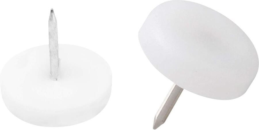 Meubelglijders Ø 25 mm kunststof met spijker wit 8 stuks voor het gemakkelijk verplaatsen van uw meubels meubelglijders set voor ongevoelige vloeren stoelglijders