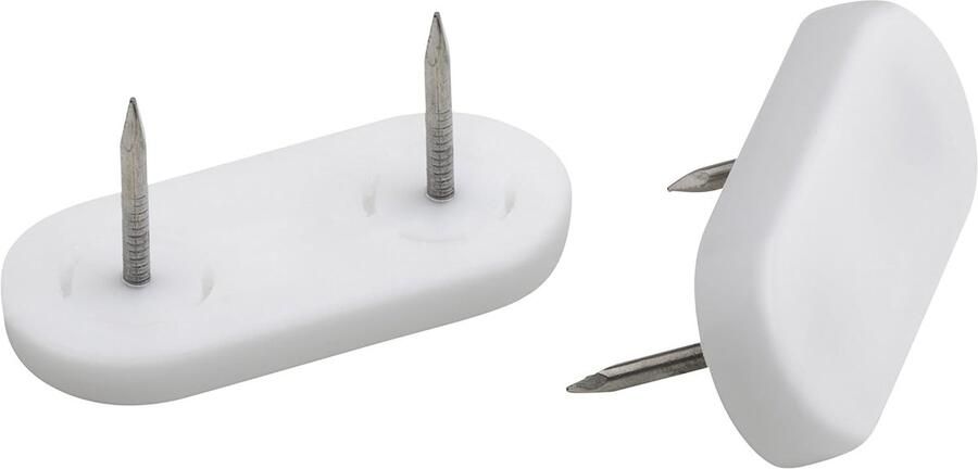 Meubelglijders 45 x 20 mm kunststof met spijker wit 4 stuks anti-verdraaiing geschikt voor buiten meubelglijderset voor ongevoelige vloeren kunststof glijders