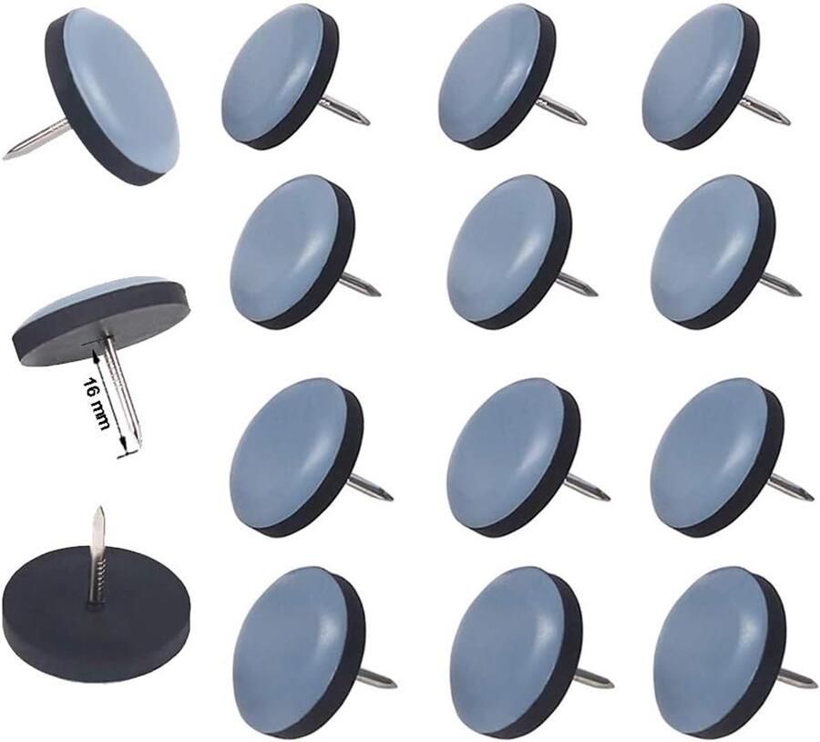 Meubelglijders rond met spijkers Ø 22 mm 16 stuks 5 mm dik PTFE coating teflon glijders stoelglijders