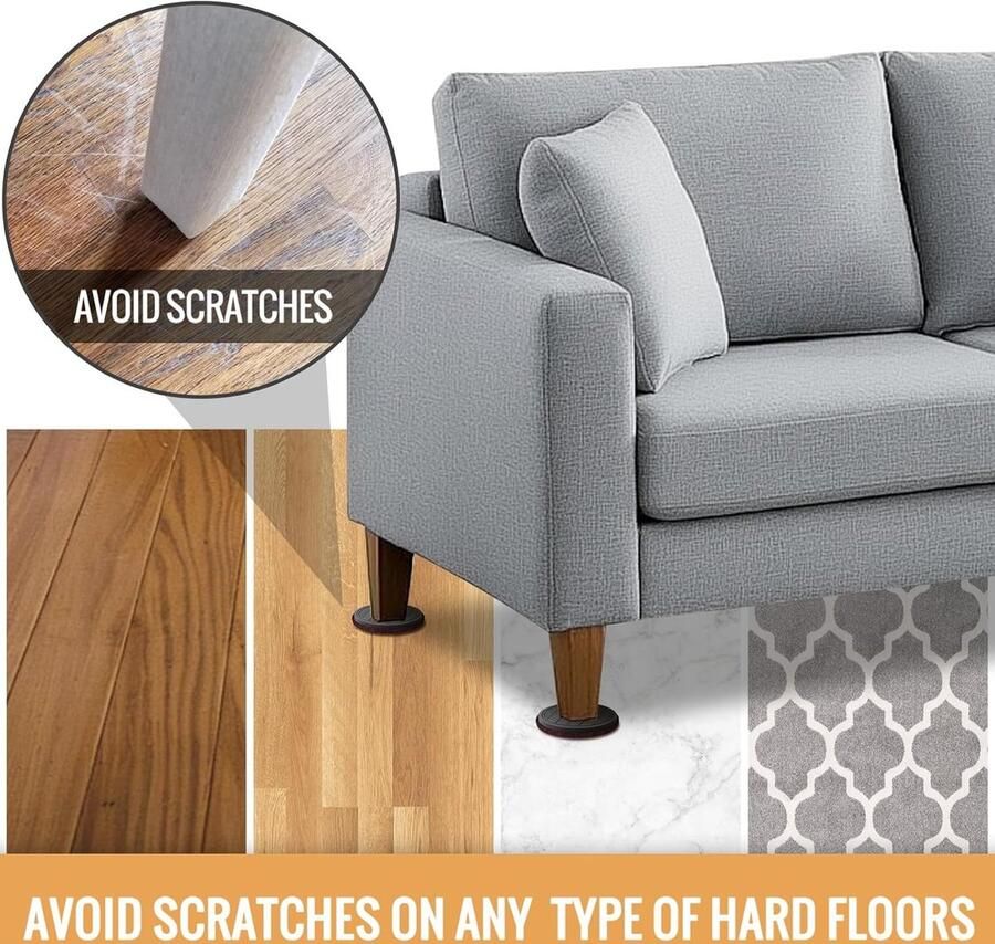Meubelglijders voor Hardhouten Vloeren Paars 16PCS Vilten Meubelschuivers Furniture Sliders Gliders Verhuizers Zware Meubels Snel en Eenvoudig Bescherm uw vloer