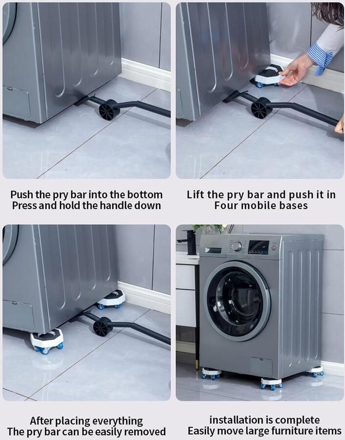 Meubelroller transportroller set met meubelwielen klein meubeltransportwielen met anti-slip pads hendel en 360° rubberen wielen voor meubels huishouden verhuizing en werkplaats