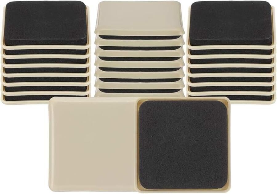 Meubelschuifregelaars 24 stuks 24 stuks vierkant herbruikbaar bewegende meubelschuifregelaar padbeschermers voor tapijt zware meubels verhuizer vloerbeschermers oppervlaktebescherming