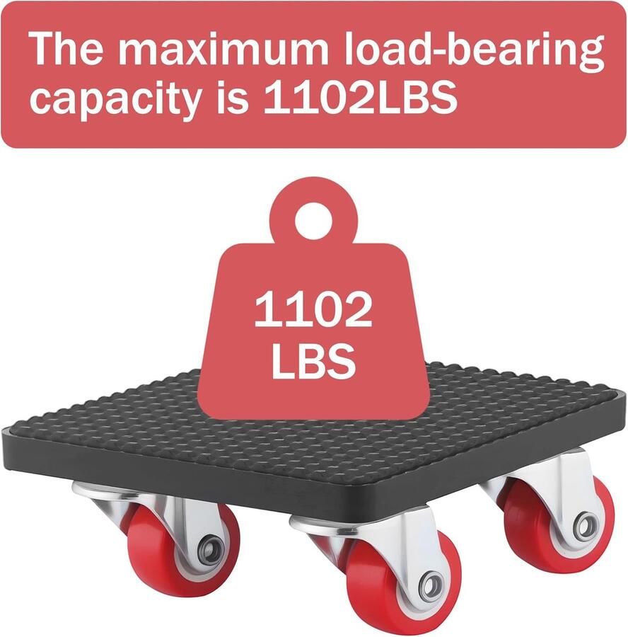 Meubeltransportset met 4 meubelrollers en lastenlifter 360 graden draaibare wielen 500 kg draagvermogen meubeltransporter voor zware meubels