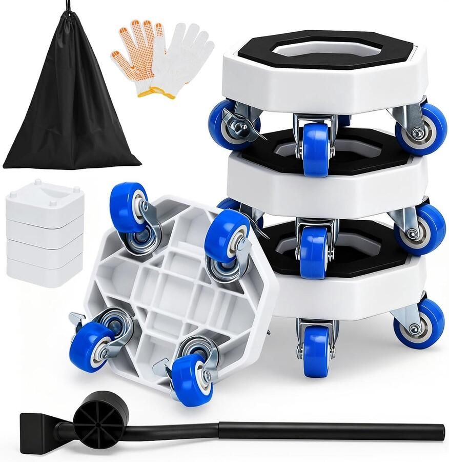 Meubelverhuizerset met 4 wielen 360 ° draaibare wielen meubellifter Slider Tool Set 400 kg Max draagvermogen meubellift voor eenvoudig verplaatsen van zware meubels koelkast bank