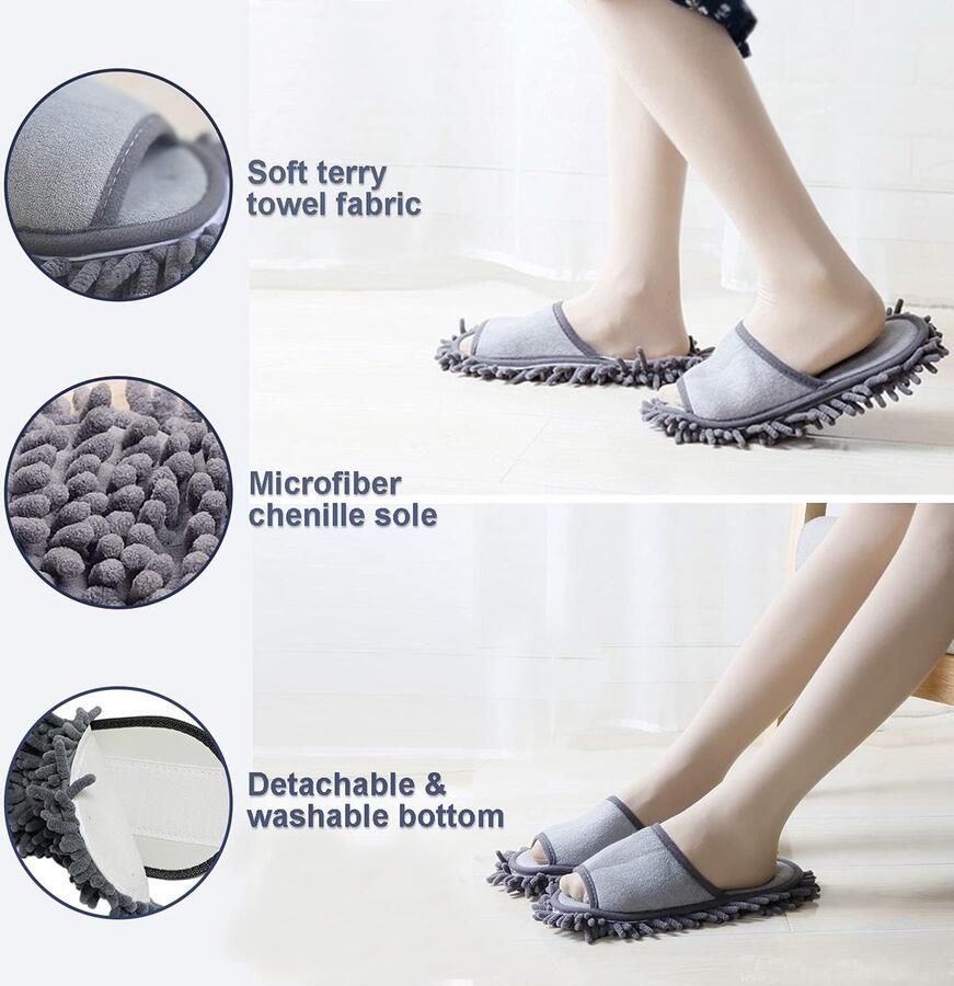Microfiber Floor Cleaning Slippers met Terry handdoek stof Dust Mop