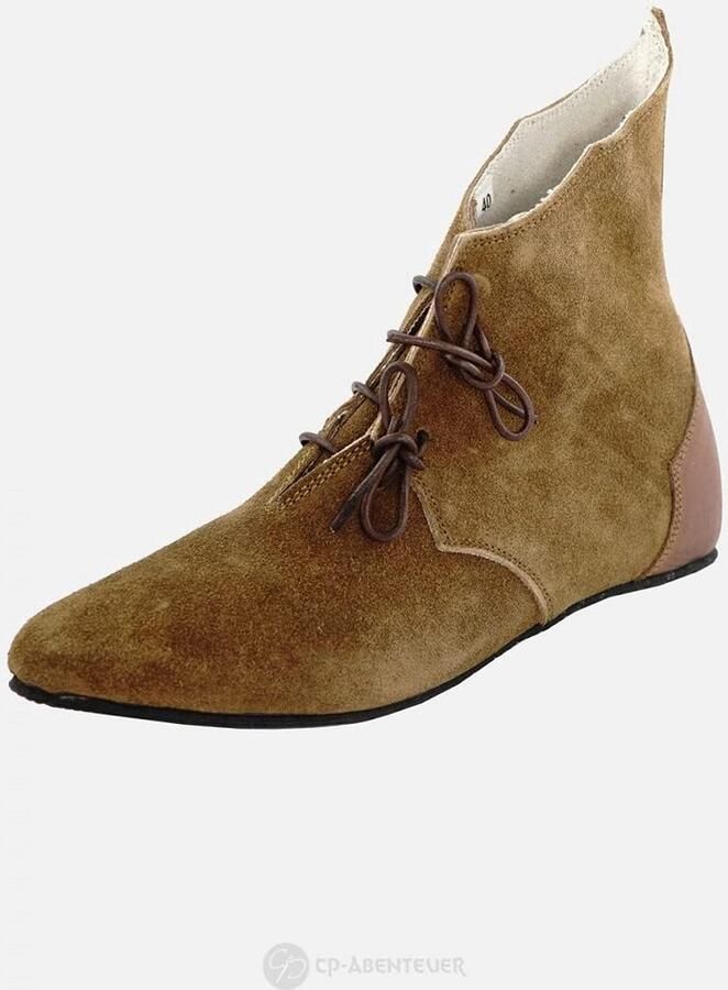 Middeleeuwse Laarzen van Ruv Leer Bruine Hoge Schoenen met Vetering