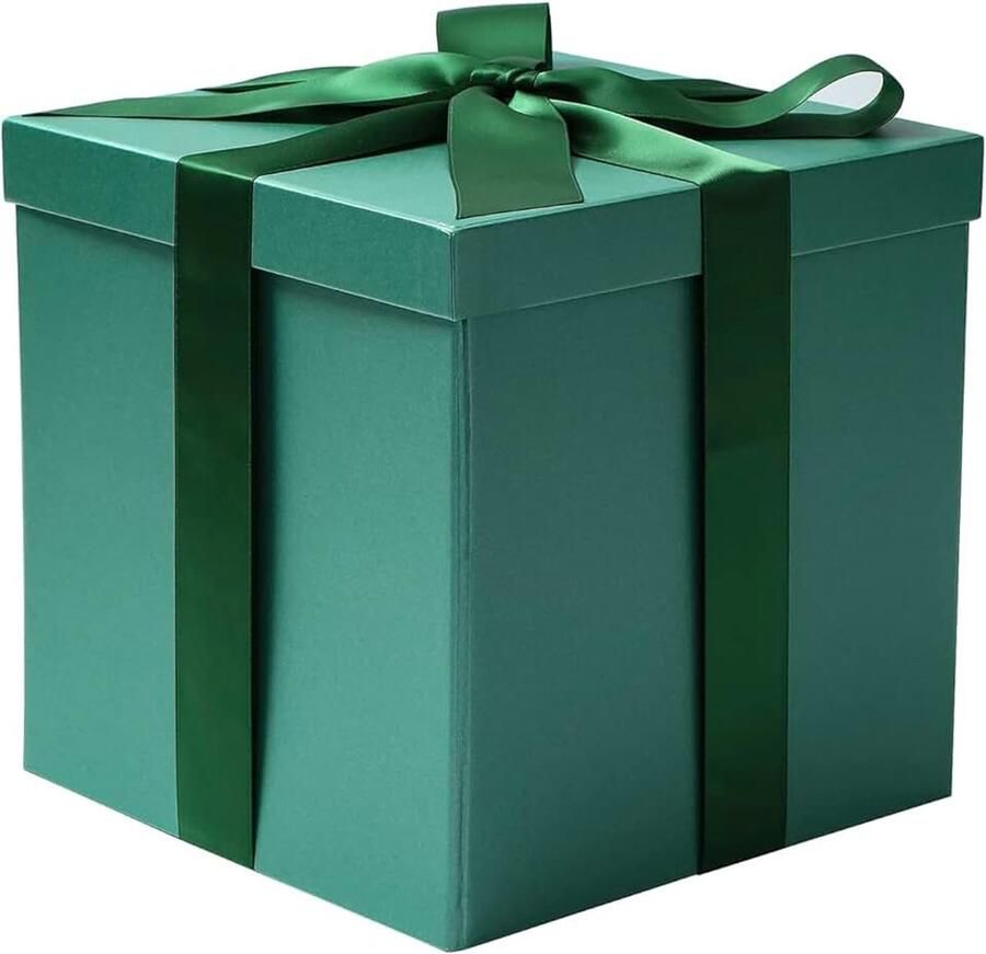 Middelgrote verjaardagsgeschenkdoos met deksel strik en zijdepapier opvouwbare geschenkdoos 1 st x 23 x groen