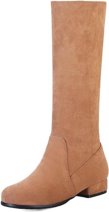 Midi Hoge Laarzen Dames met Lage Trendy Hak voor Herfst en Winter