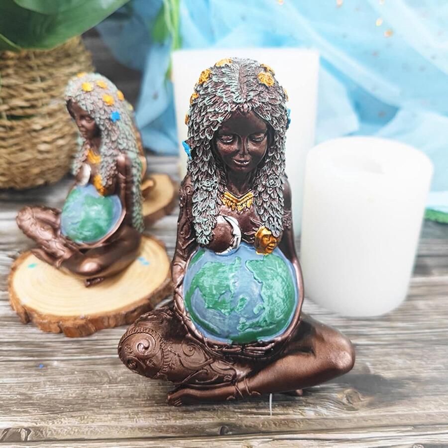 Millennial Gaia beeldje Moeder Aarde Standbeeld Hars Decoratie Moeder Aarde Godin Standbeeld Home Garden Decoratief Polyresin beeldje Geschenken voor Moeder