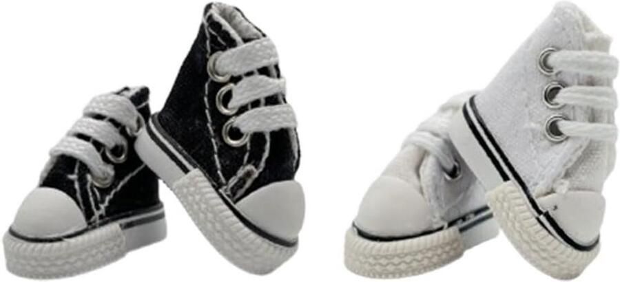 Mini Canvas Sneakers voor Poppen en Vingerskaters 4 Paren