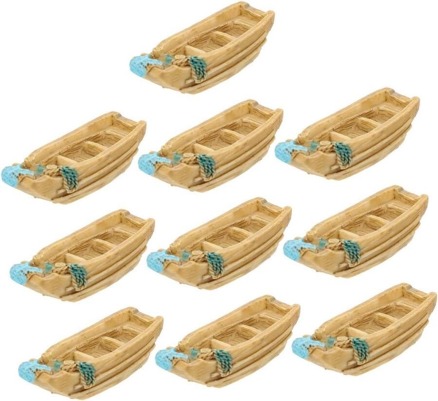 Mini Hars Bootjes Decoratieve Boten Miniatuur Tuin Realistische Vormgeving 10 Stuks Bruin