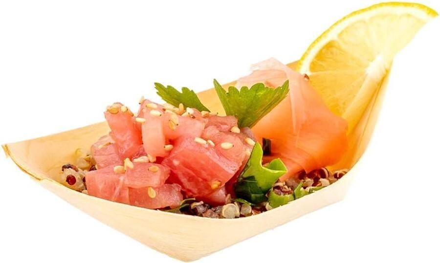 Mini Houten Bootjes Serveerschaaltjes Appetizers Presenteren Biologisch afbreekbaar materiaal 200 stuks Natuurlijk