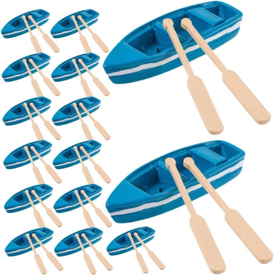 Mini Roeiboot Model Poppenhuis Boot Miniatuur Decoratie Realistisch Ontwerp 6 x 2 x Blauw