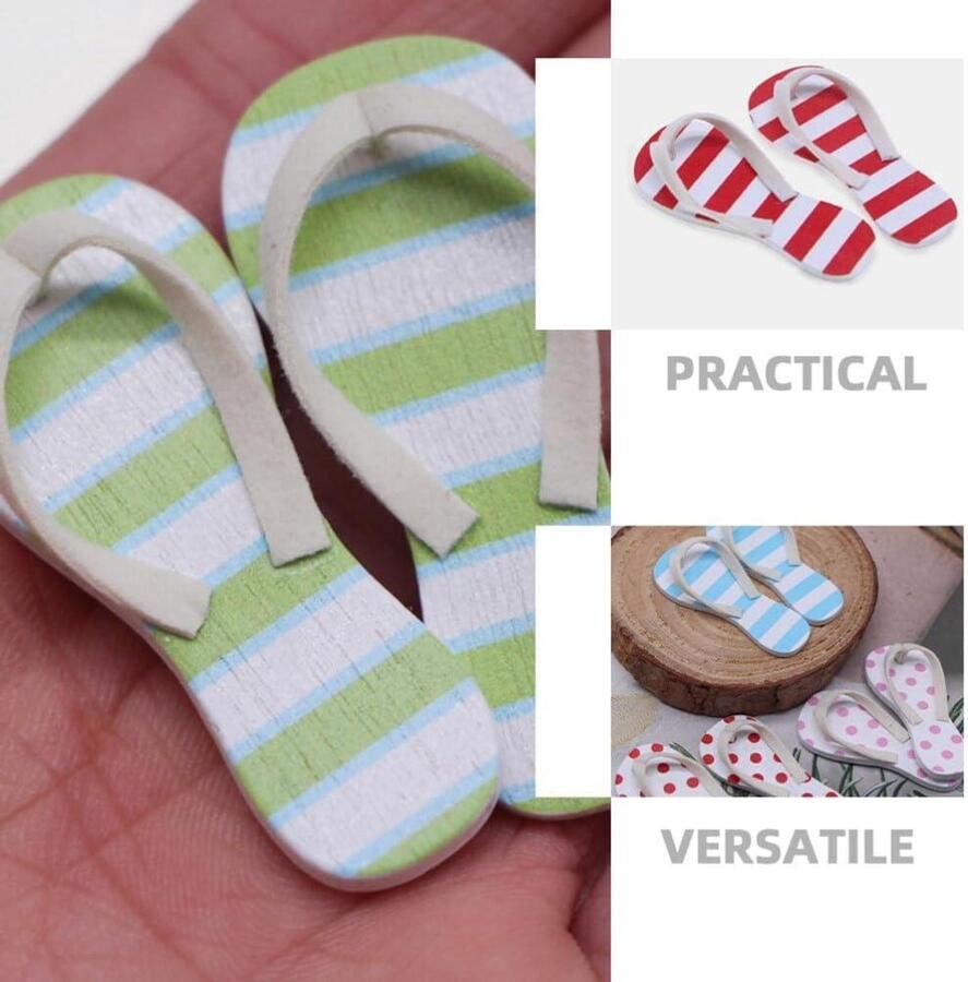 Miniatuur Flip-Flops Poppenhuis Strand Slipper Hawaiiaanse Sandalen Mini Zomer Slipper Kleurrijke Flip-Flop Ornament Zomer Gelaagd Dienblad Decor Strand Accessoires Decoratie Miniatuur Schoeisel
