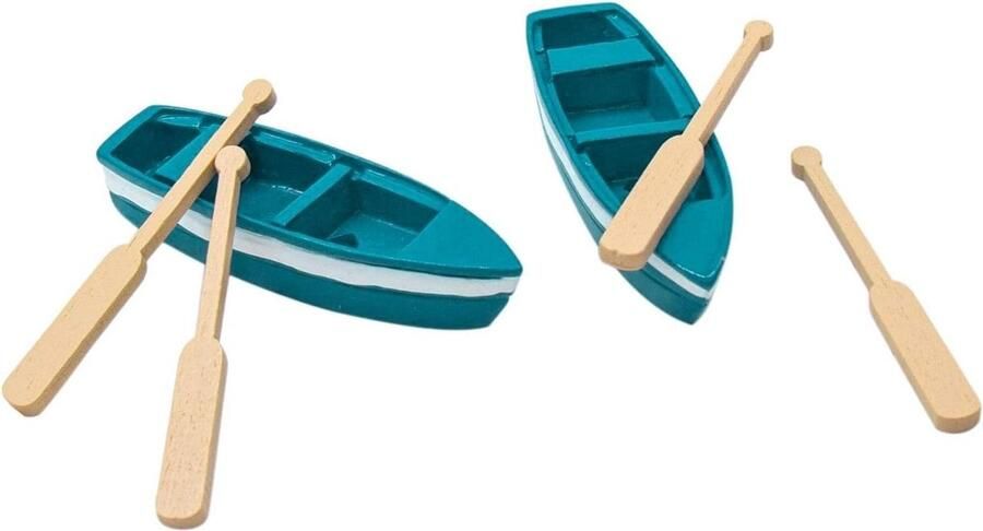 Miniatuur Houten Boot Decoratieve Bootjes Miniatuur Tuin Set van 2 2x6.4x Blauw