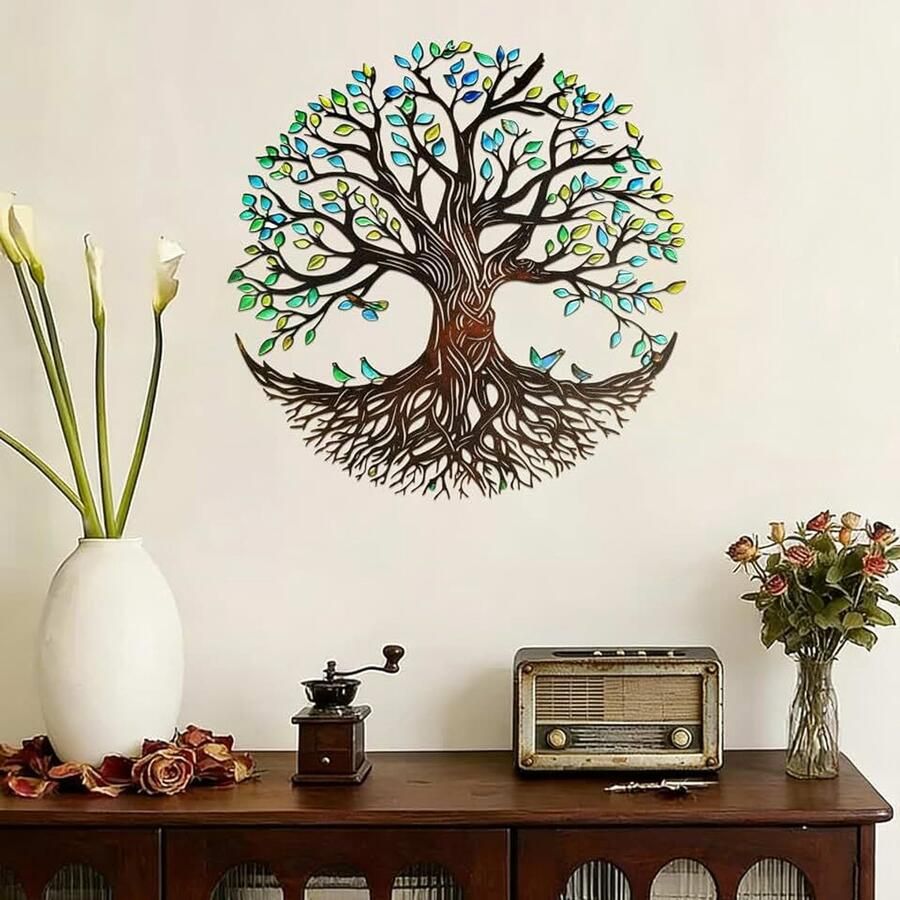Minimalistische decoratie van metaal (blauwe boom)